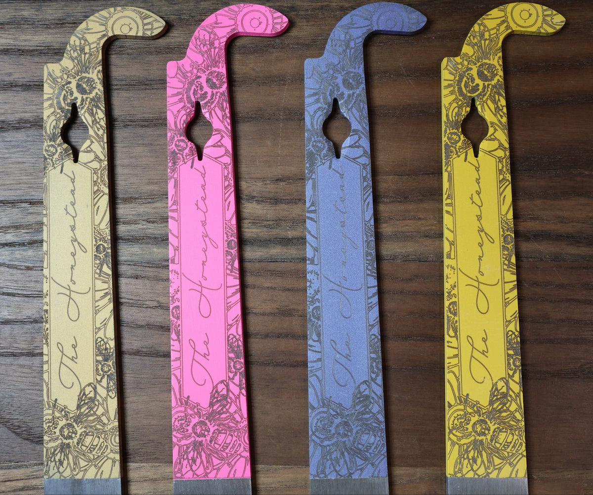 The Honeystead Engraved J Hook Hive Tool