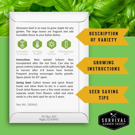 Popular Herb Seed Collection – 5 Heirloom Non-GMO Herbs for Culinary & Garden Use (Spearmint, Basil, Cilantro, Lavender & Parsley) – Indoor or Outdoor Growing Kit