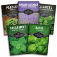 Load image into Gallery viewer, Popular Herb Seed Collection – 5 Heirloom Non-GMO Herbs for Culinary & Garden Use (Spearmint, Basil, Cilantro, Lavender & Parsley) – Indoor or Outdoor Growing Kit
